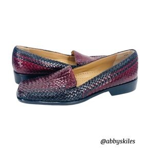 Trotters Womens Burgundy Black Woven Loafers Shoes Tonal Lori Size 7.5